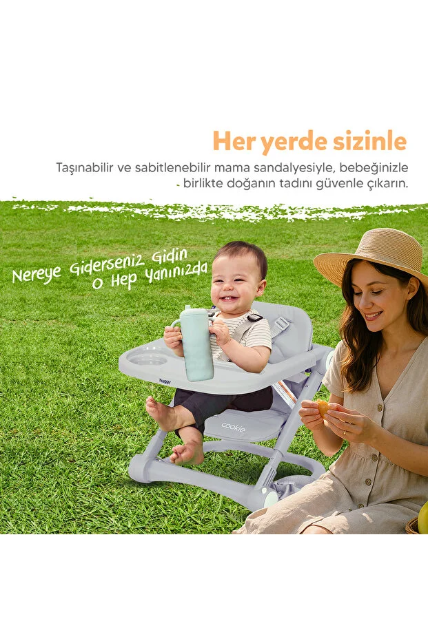 Huggy Cookie Portatif Mama Sandalyesi | Katlanabilir, Taşınabilir, Yıkanabilir